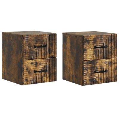 vidaXL Nástenná nočná skrinka 2 pcs Dymový dub 34,5 x 33 x 40 cm