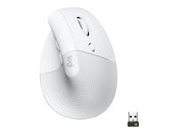 Vertikálna myš - ergonomická - 6 tlačidiel - bezdrôtová - Bluetooth, 2,4 GHz - USB prijímač Logitech Logi Bolt - belavá