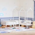 vidaXL Sada postele a lavice so strieškou biela 90x190 cm borovica