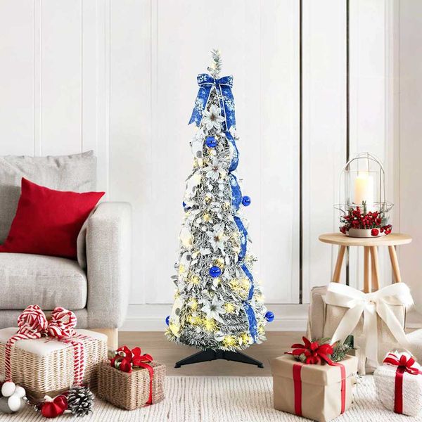 vidaXL Umelý vianočný stromček s 50 LED-i so stojanom Biela 120 cm PVC
