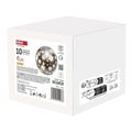 LED vianočná sklenená guľa – vločky, 12 cm, 3x AA, vnútorný, teplá biela, časovač