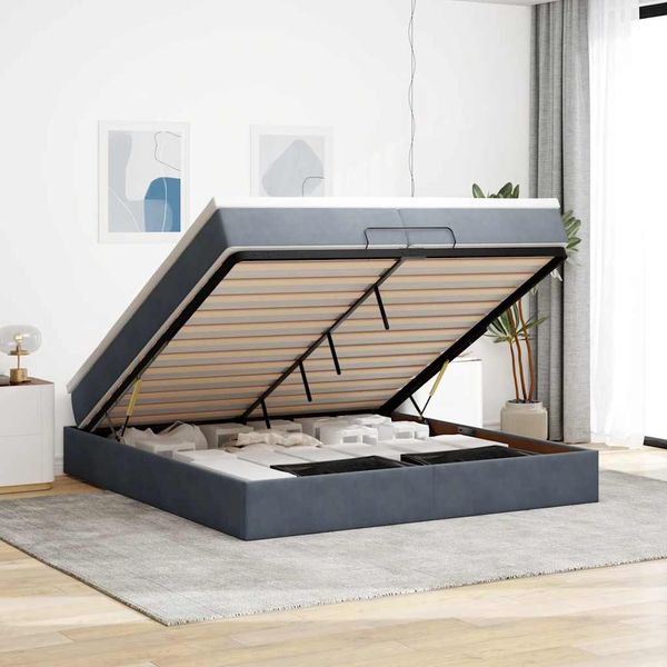 vidaXL Osmanský rám postele s matracmi tmavosivá 200x200 cm zamat