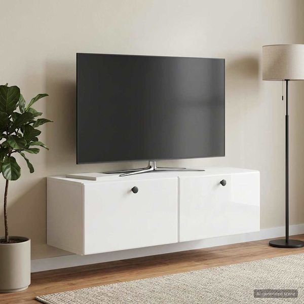 vidaXL Nástenná TV skrinka 98 x 31 x 30 cm Biela s vysokým leskom