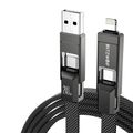 Blitzwolf BW-HDC7 4 v 1 USB+C+Hromový kábel 240W 1,2 m (čierny)
