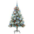 vidaXL Umelý vianočný stromček Zelená a biela 150 cm PVC, kov a plast