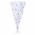 vidaXL Umelý vianočný stromček s 300 LED-i Biela 240 cm PVC a oceľ