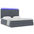 vidaXL LED úložná posteľ s matracom Tmavosivá 160 x 200 cm Zamat