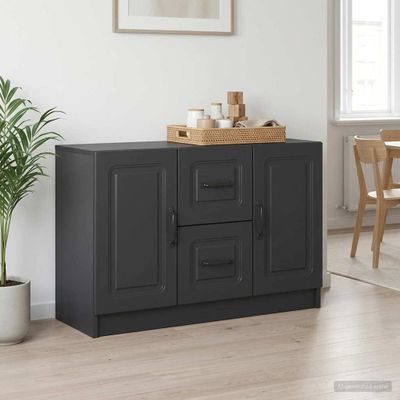 vidaXL Servírovacia skriňa Čierna 89 x 34,5 x 57 cm Kompozitné drevo