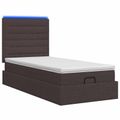 vidaXL Ottoman posteľ s matracom a LED Tmavohnedá 90 x 190 cm Látka