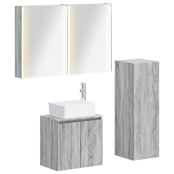 vidaXL Sada kúpeľňového nábytku 4 pcs Sivý Sonoma