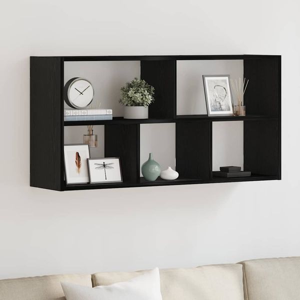 vidaXL Nástenná polica čierna dub 100x25x50 cm kompozitné drevo
