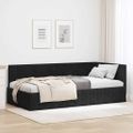vidaXL Rohový rám postele s čelnou doskou Čierna 100 cm x 200 cm Zamat