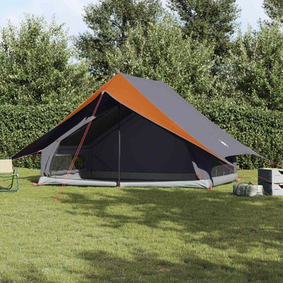 vidaXL Rodinný stan so strechou Šedá a oranžová 315 x 286 x 200 cm