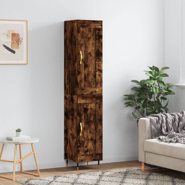vidaXL Vysoká skrinka dymový dub 34,5x34x180 cm spracované drevo