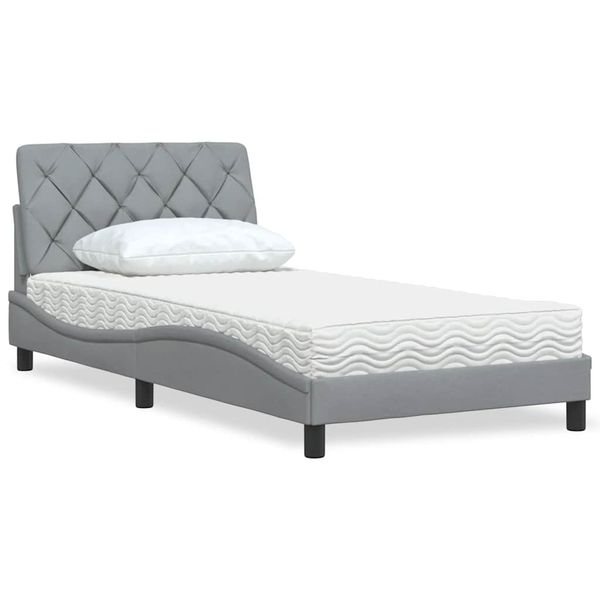 vidaXL Posteľ s matracom bledosivá 100x200 cm látka