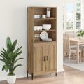 vidaXL Highboard Remeselný dub 69,5 x 32,5 x 180 cm Kompozitné drevo