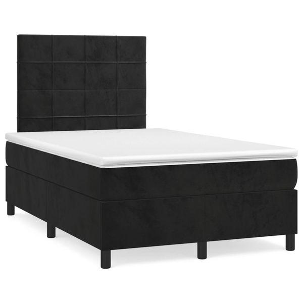 vidaXL Boxspring posteľ s matracom a LED, čierna 120x190 cm, zamat