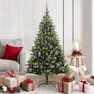 vidaXL Umelý vianočný stromček s kĺbmi 150 LED Zelená 150 cm PVC a PE