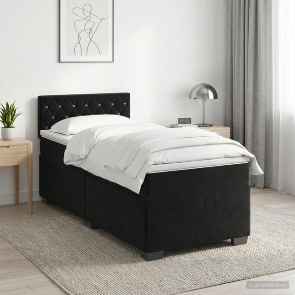 vidaXL Posteľ boxspring s matracom Čierna 80 x 200 cm Zamat