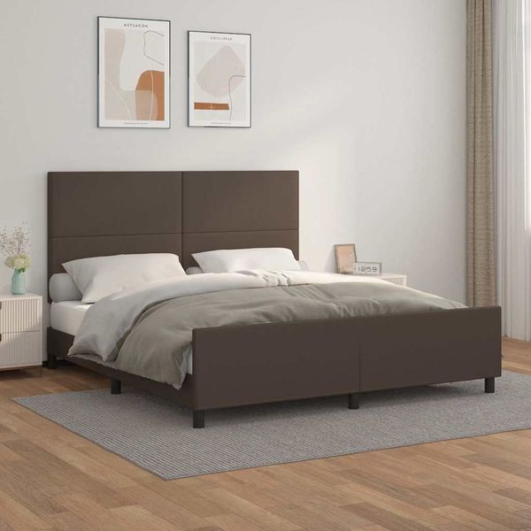 vidaXL Posteľný rám s čelom hnedý 180x200 cm umelá koža