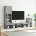 vidaXL 4-dielne TV nástenné skrinky s LED sivé sonoma kompozitné drevo