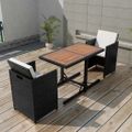 vidaXL 3-dielna bistro súprava s vankúšmi polyratan čierna