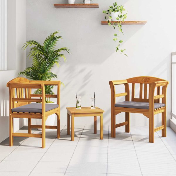 vidaXL Súprava pohoviek s ružou do záhrady 3 pcs Pevné akáciové drevo