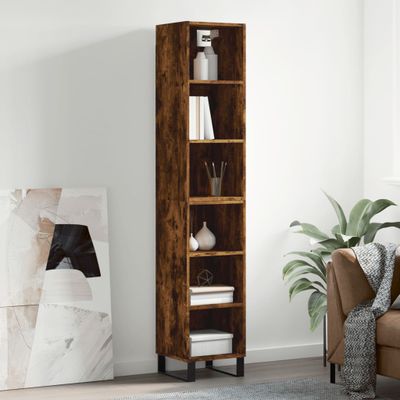 vidaXL Vysoká skrinka dymový dub 34,5x32,5x180 cm spracované drevo