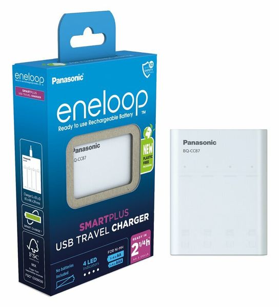 BQ-CC87USB Panasonic Eneloop EKO s funkciou powerbanky, USB, 4 nezávislé sloty