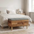 vidaXL Úložná lavička s vankúšom Staré drevo 82 x 42 x 46 cm