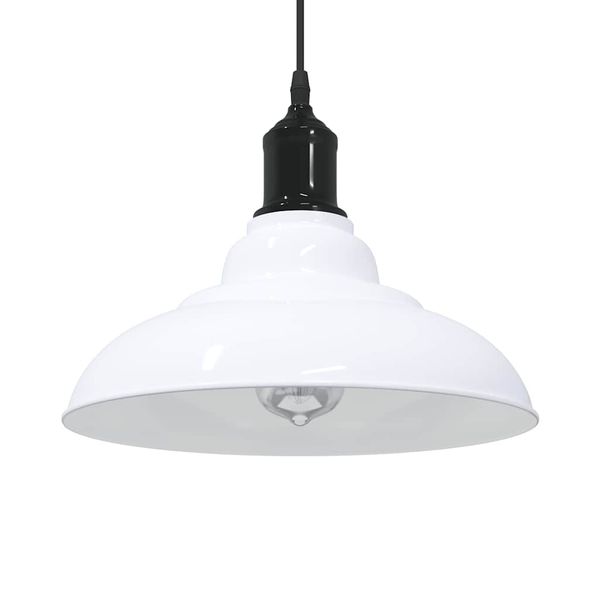 VidaXL Závesná lampa výškovo nastaviteľná E27 lesk biela Ø 31 cm kov