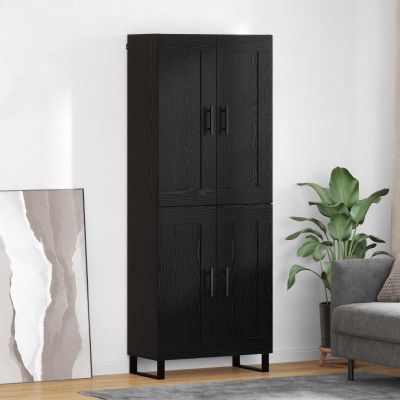 vidaXL Highboard Čierny dub 69,5 x 34 x 180 cm Kompozitné drevo