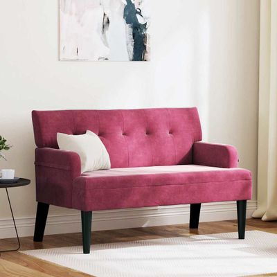vidaXL Chesterfield lavica Víno červené 112 x 65,5 x 75 cm Zamat