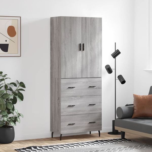 vidaXL Vysoká skrinka sivý dub sonoma 69,5x34x180 cm spracované drevo