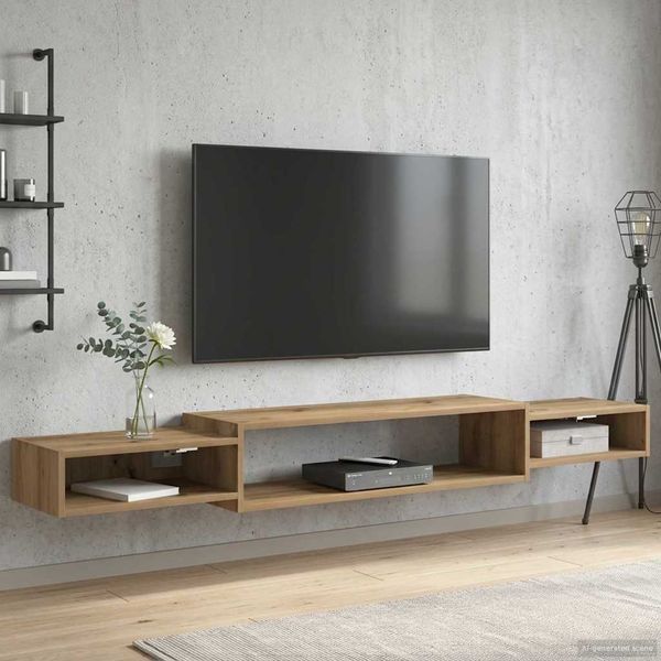 vidaXL Nástenný TV kabinet Nástenná montáž Dub artisan