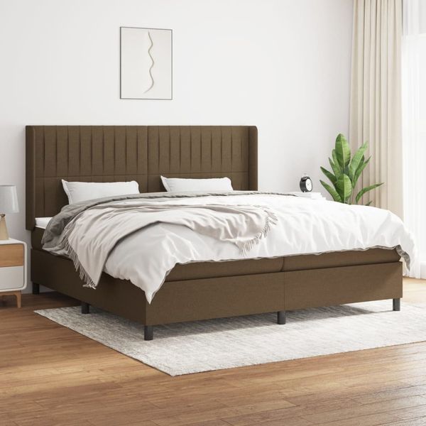 vidaXL Boxspring posteľ s matracom tmavohnedá 200x200 cm látka