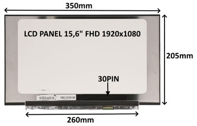 LCD PANEL 15,6'' FHD 1920x1080 30PIN MATNÝ IPS / BEZ ÚCHYTOV
