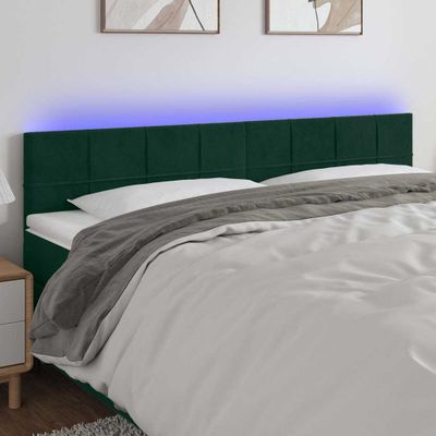 vidaXL Čelo postele s LED tmavozelené 180x5x78/88 cm zamat