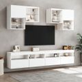 vidaXL 6-dielna súprava TV nástenných skriniek s LED svetlami biela