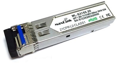 MaxLink 1.25G SFP optický modul, WDM (BiDi), SM, Tx 1310/Rx1550nm, 3km, 1x LC konektor, DDM