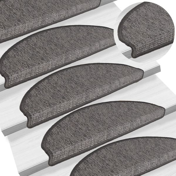 vidaXL Schodové rohože 15 ks 65x21x4 cm béžovo-sivé polkruhové veľké