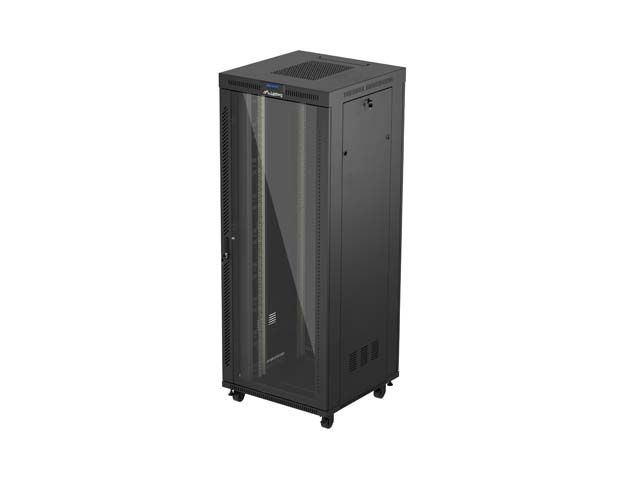 19'' Voľne stojaca racková skriňa 42u/800x800 (flat pack) s presklenými dverami lcd čierna lanberg V2