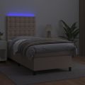 vidaXL Boxspring posteľ matrac a LED kapučínová 90x190 cm umelá koža