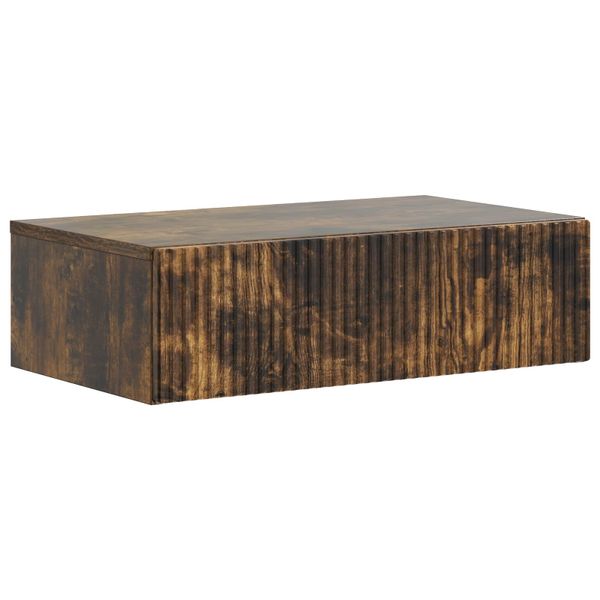 vidaXL Nástenný bočný stôl Dymový dub 59 x 34,5 x 17 cm