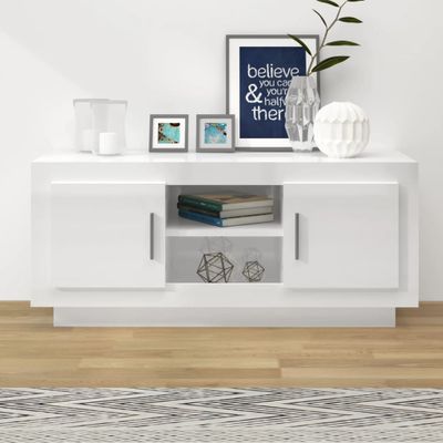 vidaXL TV skrinka lesklá biela 102x35x45 cm spracované drevo
