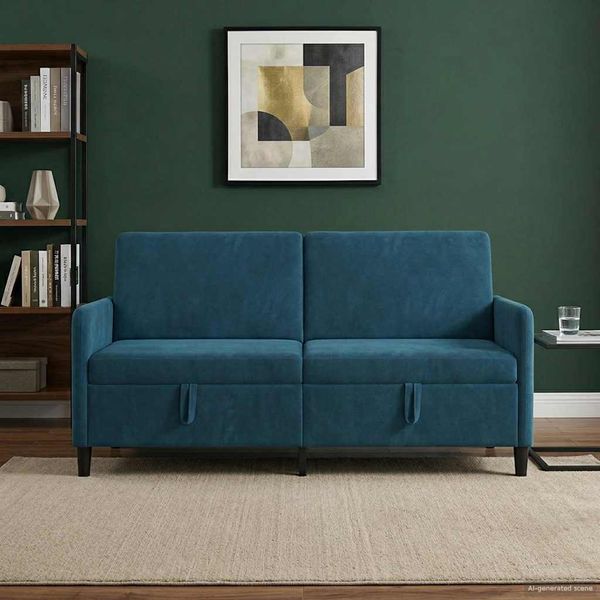 vidaXL Sofa s úložným priestorom Modrá 172 x 78 x 87 cm Polyester