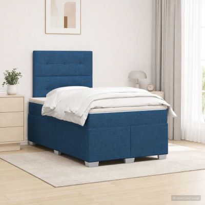 vidaXL Posteľ boxspring s matracom Modrá 120 x 190 cm Látka