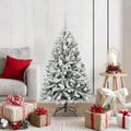 vidaXL Umelý Sklápací Vianočný Stromček 150 LED Zelená a biela 120 cm