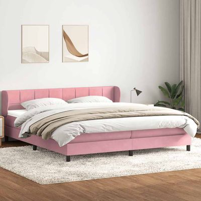 vidaXL Posteľný rám boxsping s matracmi ružová 200x220 cm zamat