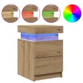 vidaXL Nočné stolíky s LED 2 ks dub artisian 35x39x55 cm kompoz. drevo